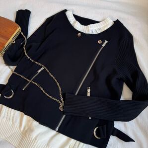 【美品】Diagram ダイアグラム グレースコンチネンタル ジャケット◆ニット ライダース ブルゾン ジャケット 黒 サイズ38 y25043002