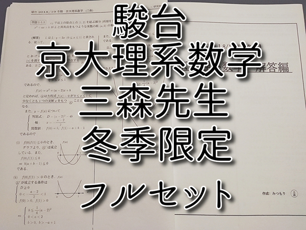 駿台 冬期 京大理系数学 プリントフルセット 三森先生 限定講座 河合塾 駿台 鉄緑会 東進 SEG