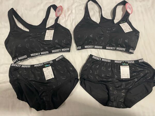 即決★新品未使用品★スポーツブラ&パンツ★サイズ165★2枚セット★ミッキーマウス★総柄★Disney★
