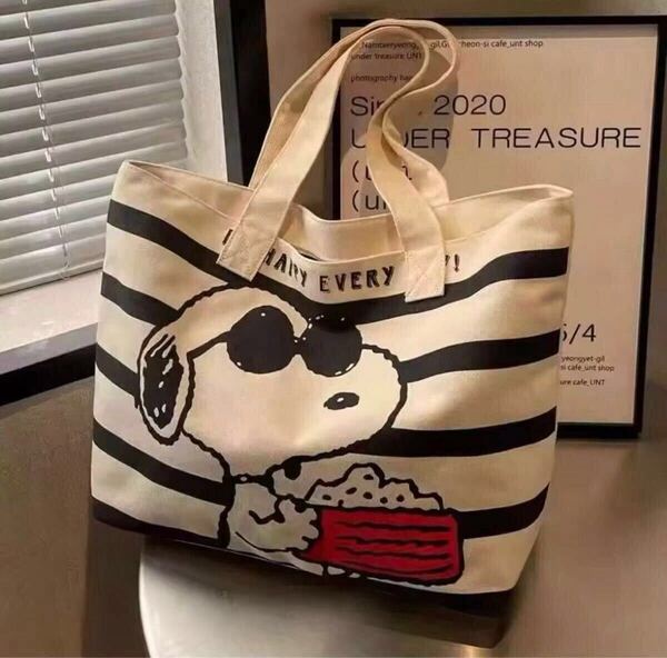 【新品未使用】SNOOPY スヌーピー ポータブルショルダーバック トートバッグ キャンパス バッグ