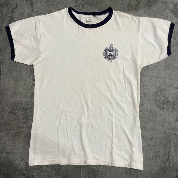 スペシャル 軍物 NAVY サイズ◎ 状態◎ 80s トリコタグ ビンテージ XL チャンピオン 染み込み Tシャツ リンガー
