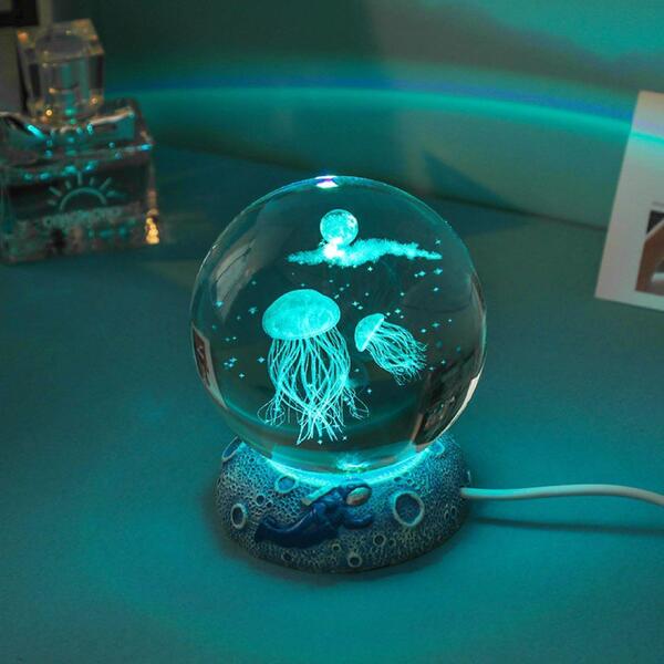 クラゲ 光る 置物 Led お洒落 置物 プレゼント インテリア 可愛い ライト 色変 おしゃれ USB