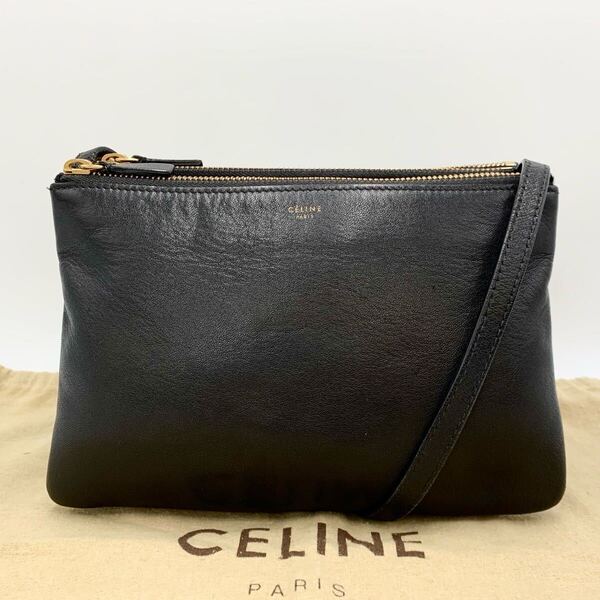 CELINE セリーヌ ショルダーバッグ トリオ ブラック 斜め掛け レディース
