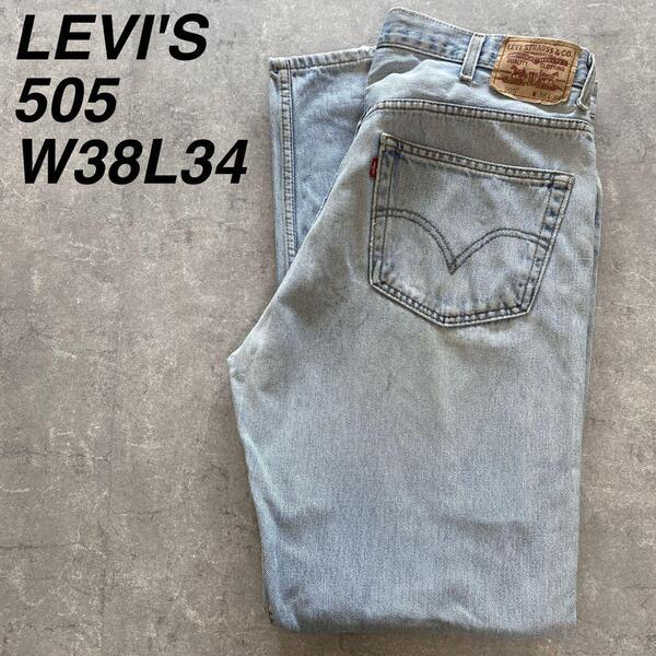 LEVI'S 505 ライトブルーデニム 極太 W38L34 アイスブルー
