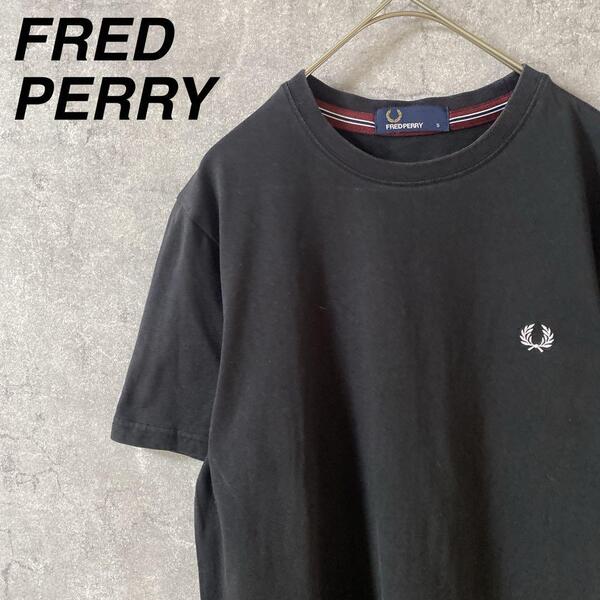 FRED PERRY Tシャツ 半袖 黒 無地 刺繍ワンポイント Sメンズ h1