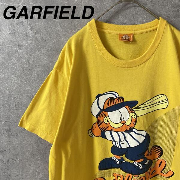 ガーフィールド Tシャツ アメコミ Mメンズ程度 黄色 半袖
