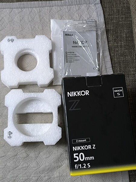 NIKKOR ニコン Z 50mm f/1.2 S 元箱 マニュアル 、レンズ無し