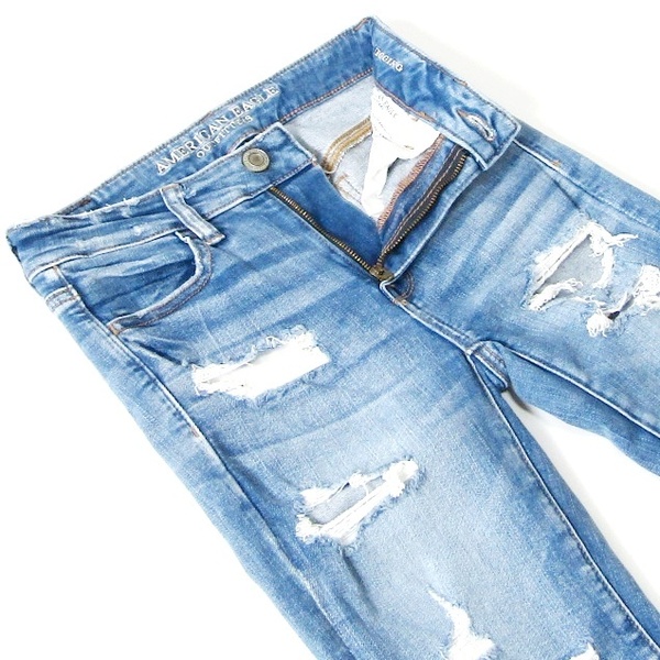 AMERICANEAGLEアメリカンイーグル▼ハイライズジェギング▼クラッシュ加工▼US2SHORT▼ウエスト約68cm