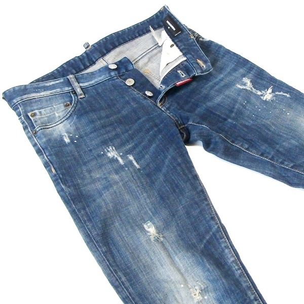 DSQUARED2ディースクエアード▼ストレッチスリムテーパード▼ダメージ加工▼サイズ46▼ウエスト約84cm
