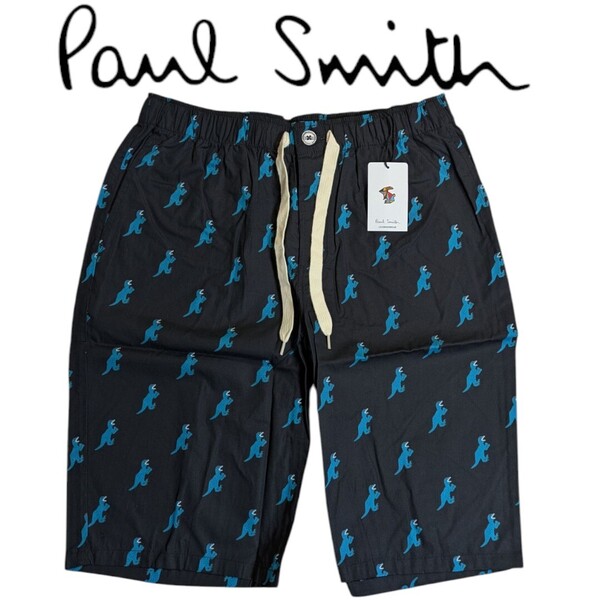 新品 Paul Smith ポールスミス ショートパンツ L Dino ディノ ブラック ラウンジウェア 恐竜 メンズ