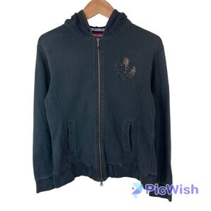 Roen ロエン SPALDING スポルディング men's メンズ トップス フルジップ スカル ドクロ ラインストーン パーカー size:M