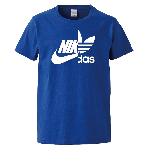 展示品限定1枚 ナイダス Mサイズ スリムフィットTシャツ ロイヤルブルー×ホワイト
