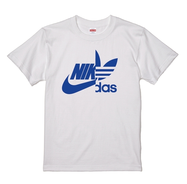 展示品 ナイダス Lサイズ Tシャツ ホワイト×ロイヤルブルー