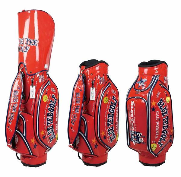 ○2③送料無料【 カラー:レッド】ブルーティーゴルフ ★BLUE TEE GOLF California ◆BTGソフトエナメルキャディーバッグ:9型 CB-005