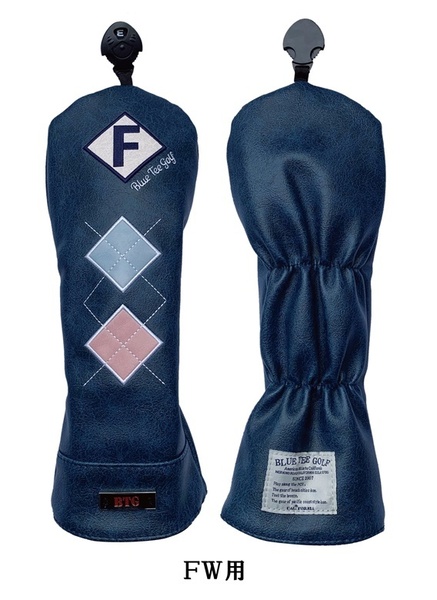 ▲【FWネイビー】ブルーティーゴルフ【アーガイル - Classic クラシックモデル】フェアウエイ用ヘッドカバーBLUE TEE GOLF CHC-03 送料無料