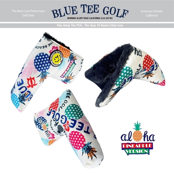 □2③送料無料【BPT-ホワイト】ブルーティーゴルフ【ポップン パイン】ブレード型パターカバーBLUE TEE GOLF PHC-03