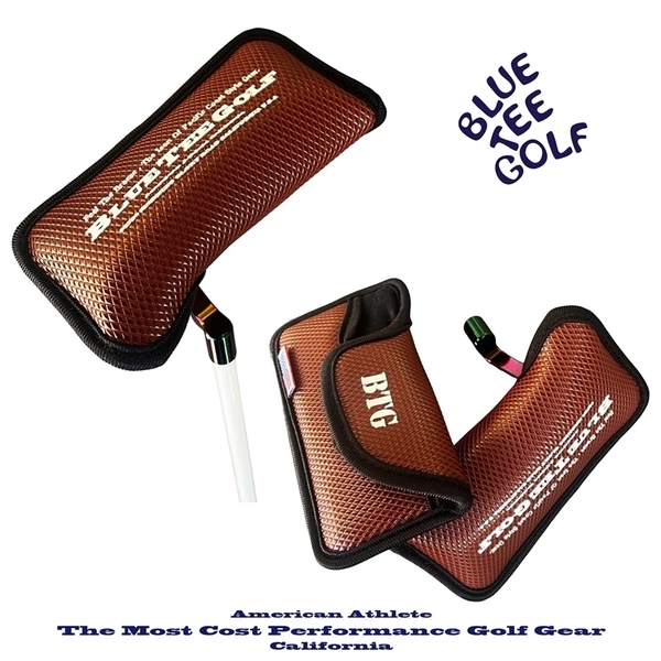 ■5③送料無料【ブラウン】ブルーティーゴルフ【スタンダード】ブレード型(PING)パターカバー BTG BL001 BLUE TEE GOLF