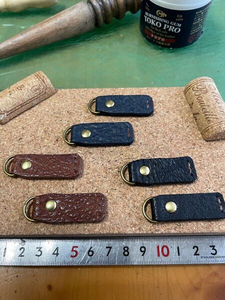 ジッパープル 牛革 レザークラフト ハンドメイドブラウン本革引手チャック茶2個セット