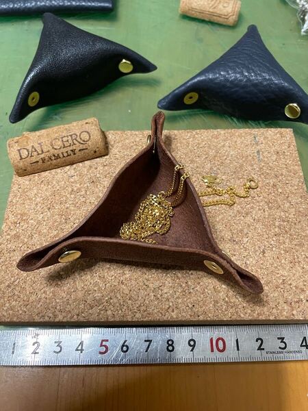 レザークラフト インテリア本革レザー トレー 小物入れ ジュエリートレー ハンドメイド ブラウン