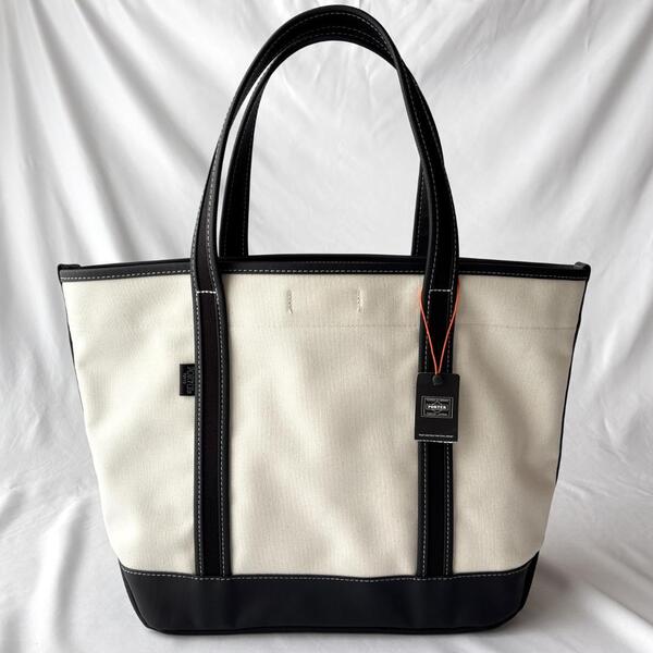 <未使用!!>■PORTER ポーター ボーイフレンドトート トートバッグ(M) 普段使い A4収納 上品コーデ アイボリー 739-18514 管:2504080