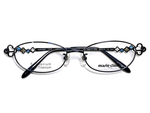 マリクレール marie claire メガネ ★ チタン 日本製 ネイビー 軽量 メガネフレーム 眼鏡