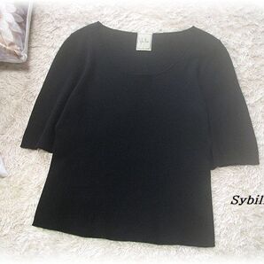 送料無料*シビラ/Sybilla*半袖プルオーバートップス/コットン×ポリエステル/シンプルデザイン/ウォッシャブル/L