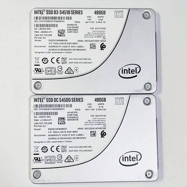 【良品】【2個セット】Intel SSD D3-S4510 SERIES 480GB