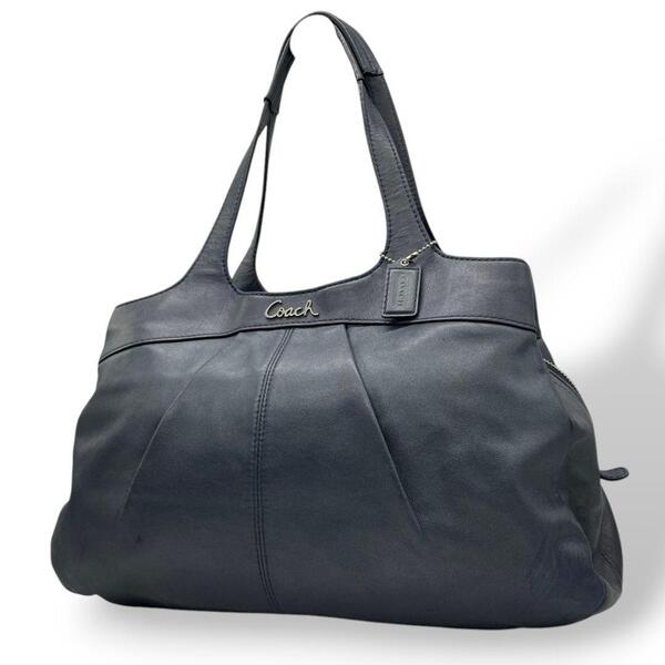 coach コーチ トートバッグ 紺 ネイビー ハンド ペネロピ ギャザー T4