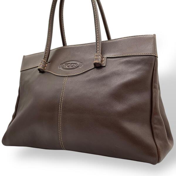 TOD'S トッズ ハンドバッグ ビジネスバッグ 本革 ブラウン レザー s64