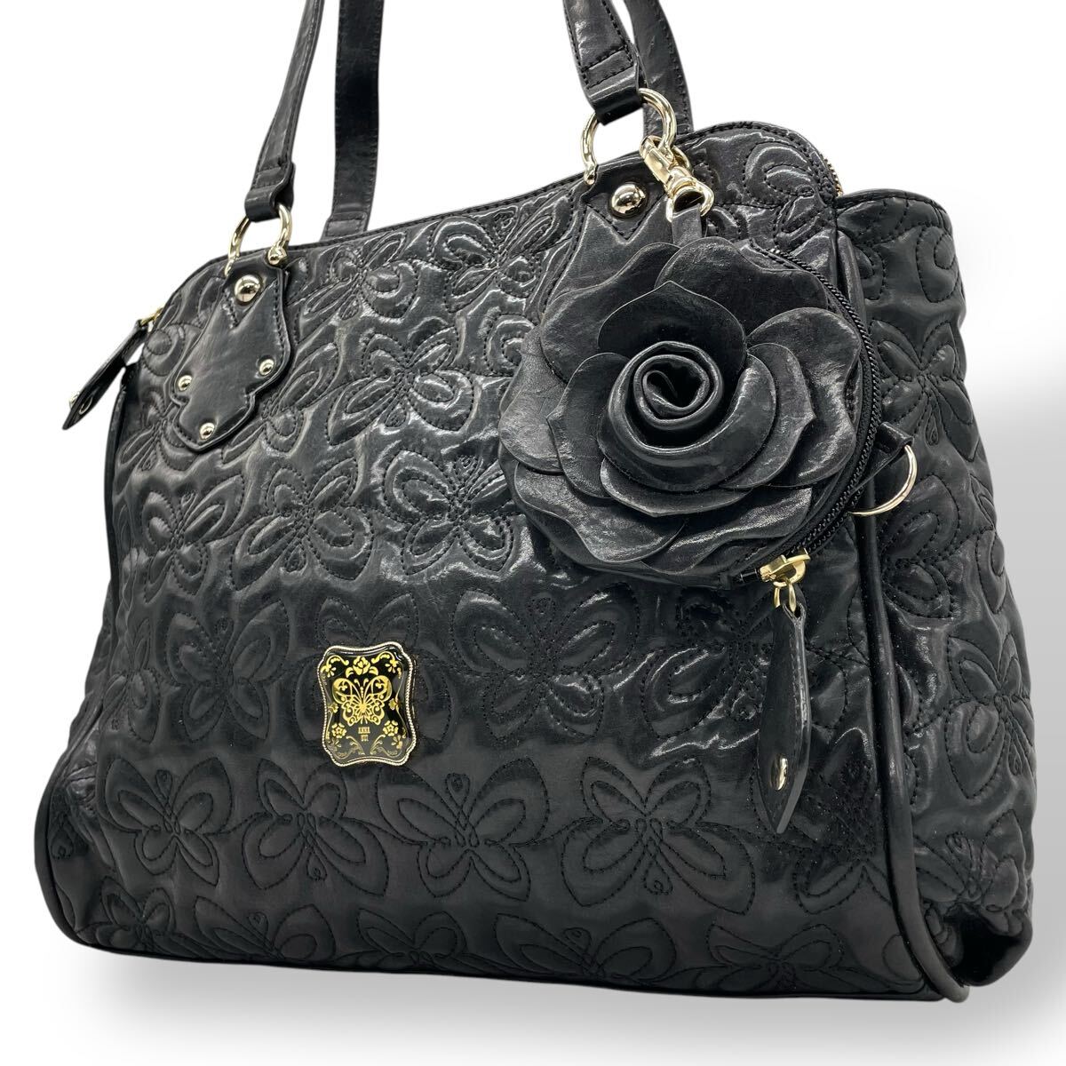 ANNA SUI ブラック キルティングトートバッグ - メルカリ