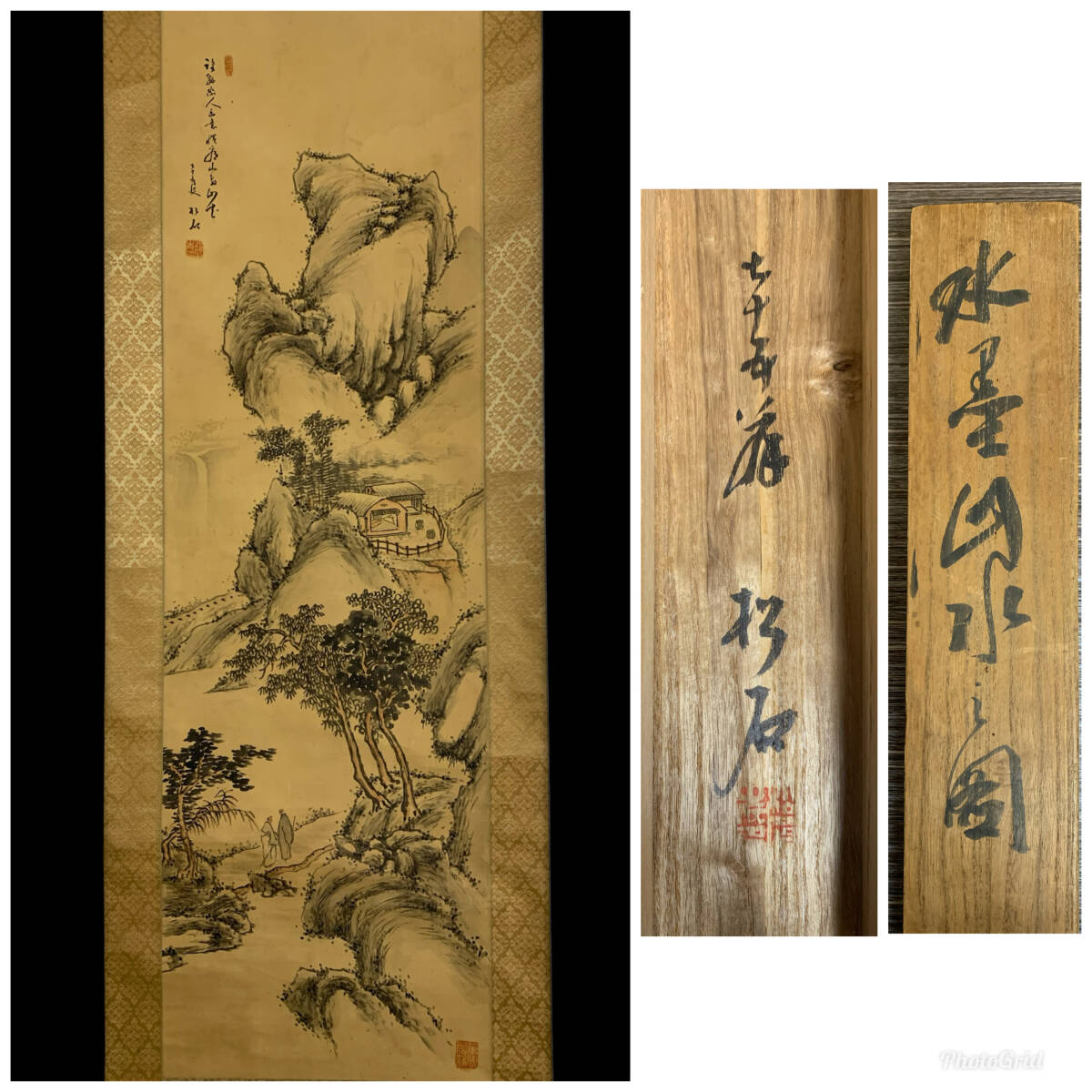 【真作】掛軸 山水図 中国 逸品 O182 木下逸雲/雪景山水図/絹本/掛軸/南画/唐画/中国書画/長崎