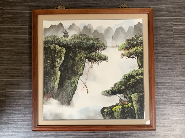 劉済栄 劉濟榮 中国 画家 絵画 額のサイズ約102.5㎝×61.5㎝