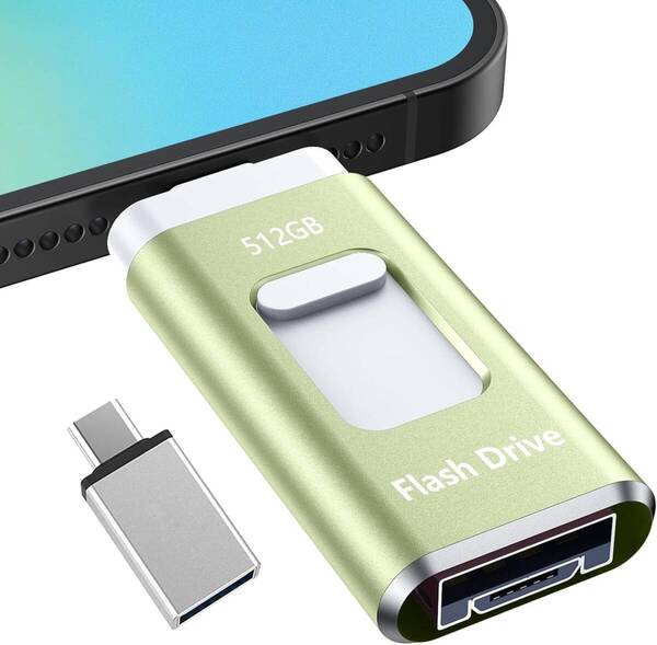 【専用アプリ不要 アルバム整理簡単】Phone用USBメモリ 4in1 USBメモリ512GB phone用外付けメモリ 高速USB3.0 タイプc usbメモリー a41