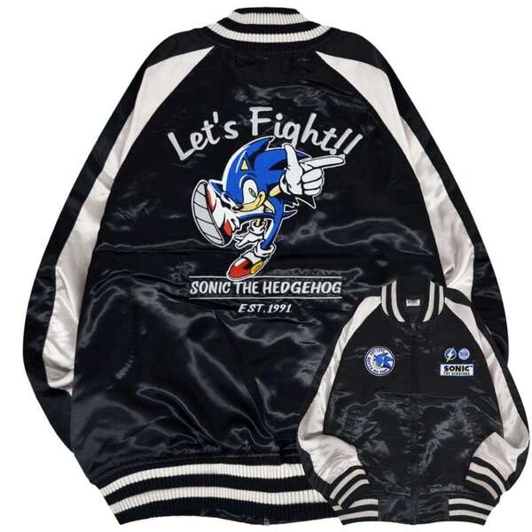 ソニック・ザ・ヘッジホッグ刺繍スカジャン Lサイズ ブラック SONIC THE HEDGEHOG 新品 SEGA セガ