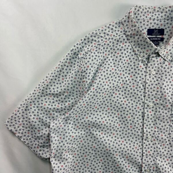 US Vintage 00s GEORGE CLASSIC FIT コットン スパンデックス ボタンダウン エスニック 民族 幾何学 花柄 落書き ポップ アート 総柄シャツ