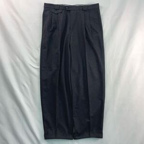 Euro Vintage チロル製 steinbock ウール ポリ ツータック エスニック 民族 ブラック ワイド チロリアンパンツ スラックス トラウザーズ