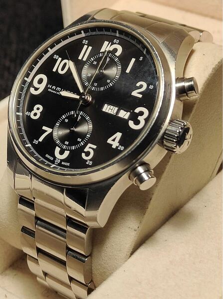 送料込み 希少品 Hamilton Khaki Officer Chrono Automatic ハミルトン カーキ オフィサー 自動巻き 腕時計 ジャズマスター