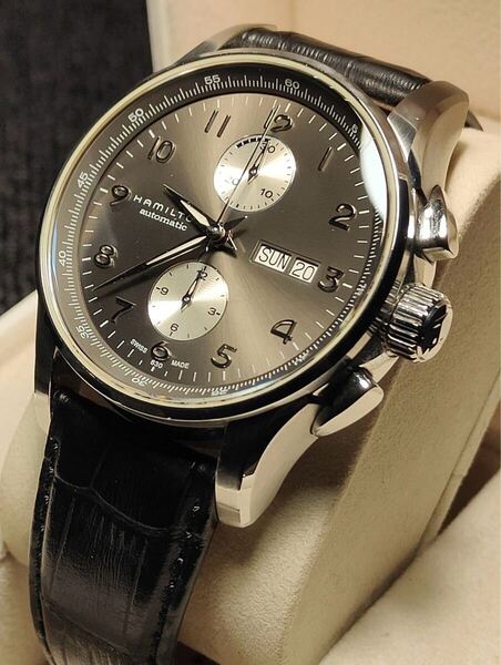 送料込み Hamilton Jazzmaster Maestro Auto ハミルトン ジャズマスター マエストロ クロノグラフ オートマチック 自動巻き カーキ 腕時計