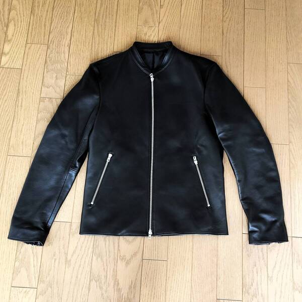 美品 LIDnM リドム レザー シングルライダース ジャケット L 羊革 ラム革 ブラック 黒 L17SS-17