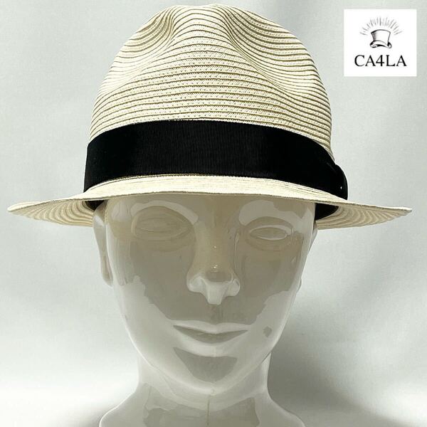 【新品】CA4LA カシラ 日本製 UVカット加工 上品な大人の美しいシルエット 定番ストローハット② size L 約60cm サイズ調節可能