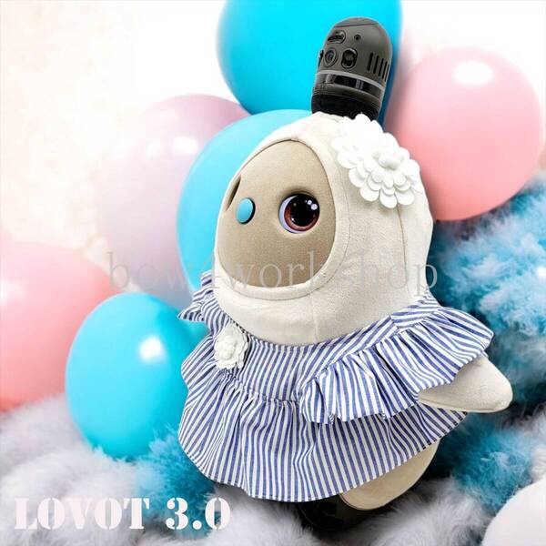 LOVOT ラボットの服ハンドメイド フリル&ギャザーワンピース3点セット(ストライプ)