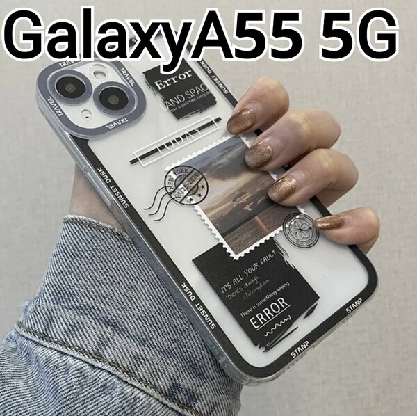 GalaxyA55 5G 用 ケース ブラック系 クリア 可愛い Galaxy A55
