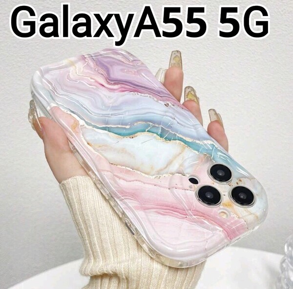 GalaxyA55 ケース マーブル ウェーブフレーム なみなみ Galaxy A55