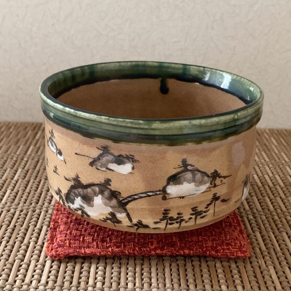 Amazon.co.jp: 茶道具 飴釉茶碗 京焼 抹茶碗 在銘 旧家蔵出し
