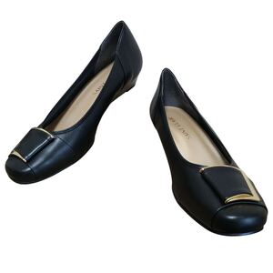※3802 【未使用/大きいサイズ】定価¥14,080 SAINT CLAIR (タルサタイム) レザーバックルパンプス ブラック 本革 日本製 27cm 3E