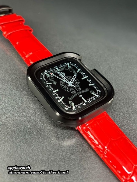 アップルウォッチ アルミニウム ケース 本革 レザー ベルト 49mm ウルトラ 45mm 44mm 40mm 41mm applewatch