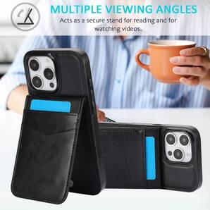 iPhone 16 pro ケース アイフォン16 プロ レザーケース iPhone 16 pro カバー カード収納 スタンド機能 背面 ブラック