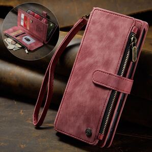 iPhone 16 pro レザーケース アイフォン16 プロ ケース iPhone16 pro カバー 手帳型 カード収納 お財布付き ストラップ付き レッド