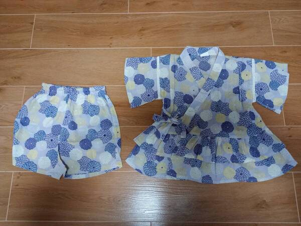 中古美品 甚平 キッズ 120 BREEZE ブリーズ お泊まり保育 夏祭り 夕涼み 着物 浴衣 子供用
