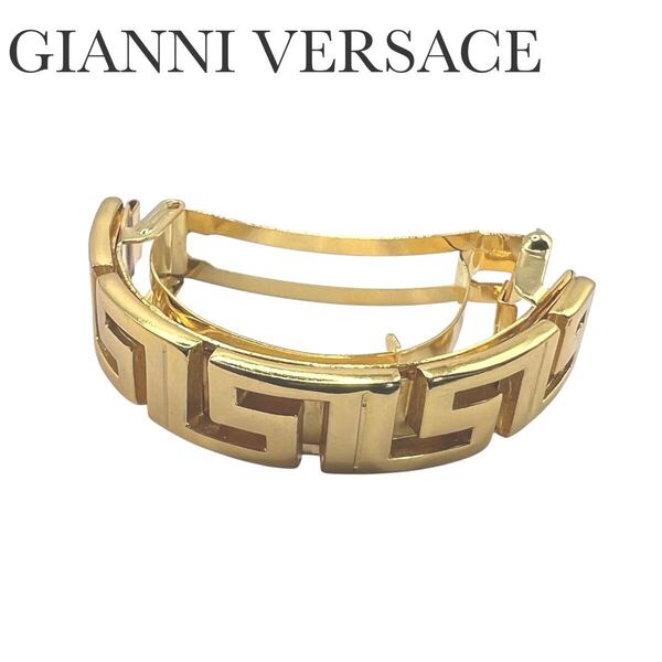 GIANNI VERSACE ヴェルサーチェ グレカ バレッタ ヘアアクセサリー 希少 ヴィンテージ ゴールドカラー 送料無料